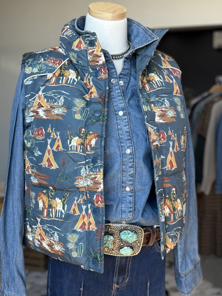 Reversible Comanche Print Vest from Hooey