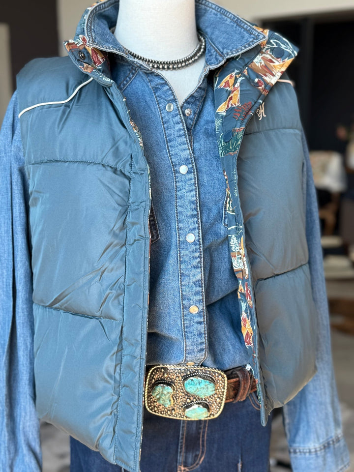 Reversible Comanche Print Vest from Hooey - High Call Outfitters