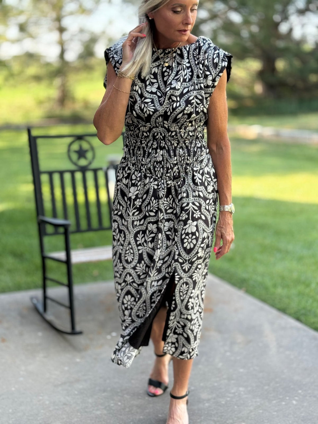 thml maxi dress Tie Strap Tiered This multi THML Mia Puff Sleeve Flower