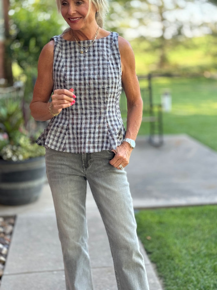 Plaid Peplum Top from THML - High Call Outfitters