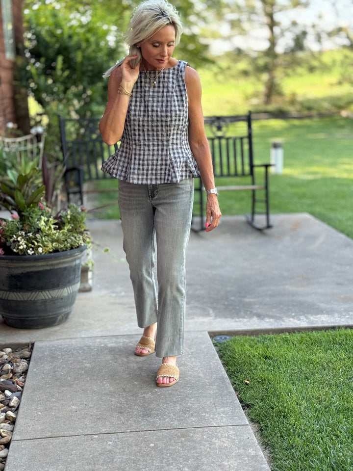 Plaid Peplum Top from THML - High Call Outfitters