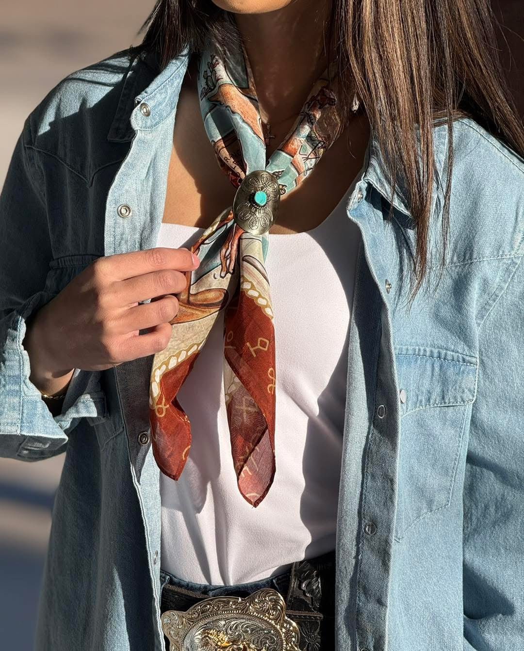 Turquoise Boot Stitch Slide from Fringe Scarves - High Call Outfitters