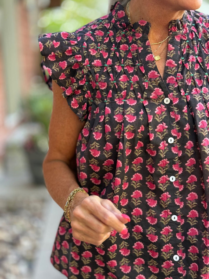 Button Front Flutter Sleeve Top from THML - High Call Outfitters