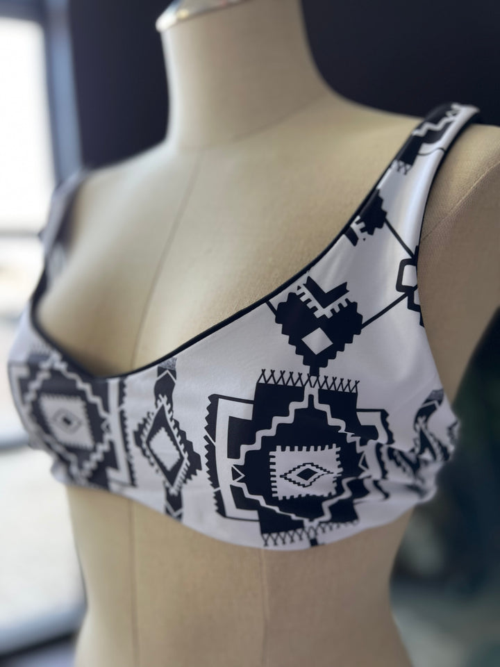 Aztec Black & White Swim Top from Hooey