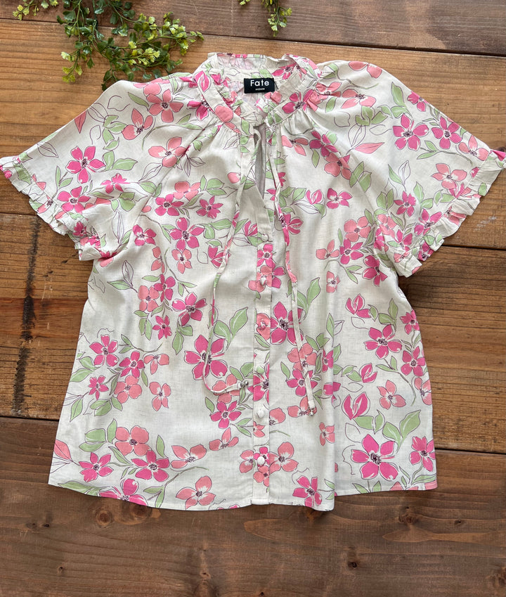 Floral Ruffle Sleeve Top