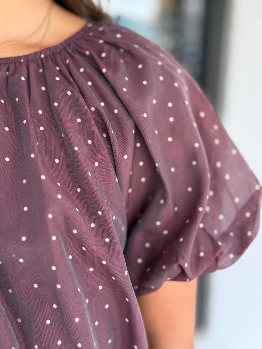 Micro Polka Dot Bubble Top