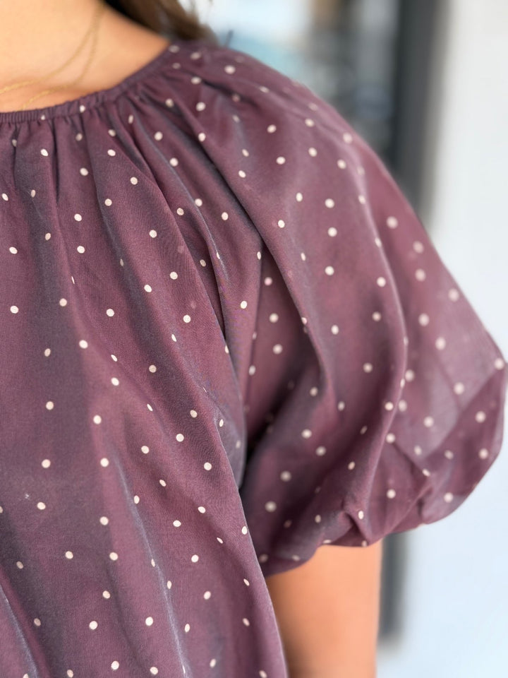 Micro Polka Dot Bubble Top