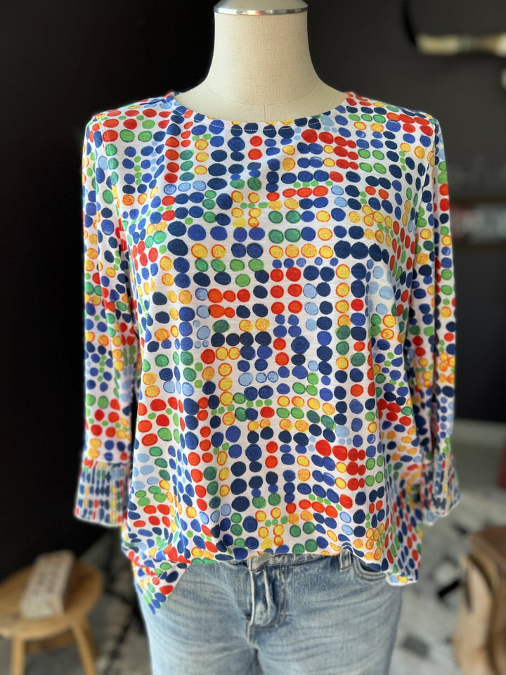 Flounce Sleeve Print Knit Top from Multiples