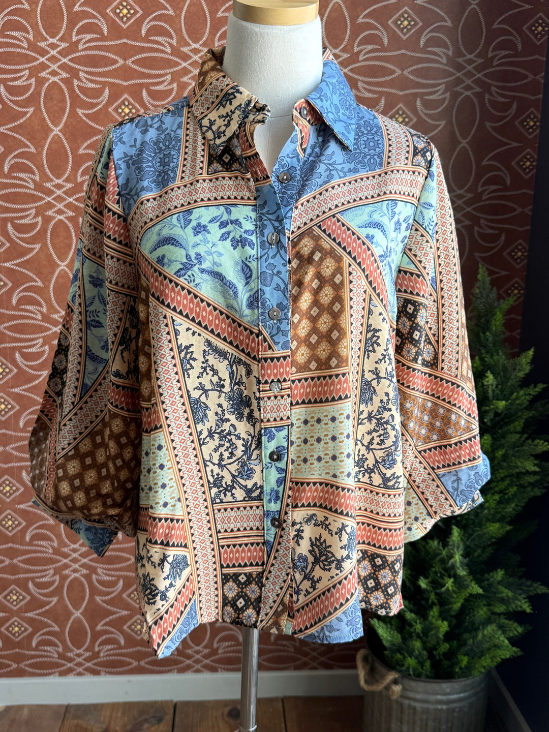Mix Media Print Button Front Top