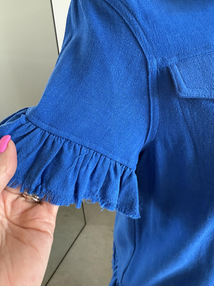 Ruffle Trim Linen Blend Jacket from Multiples