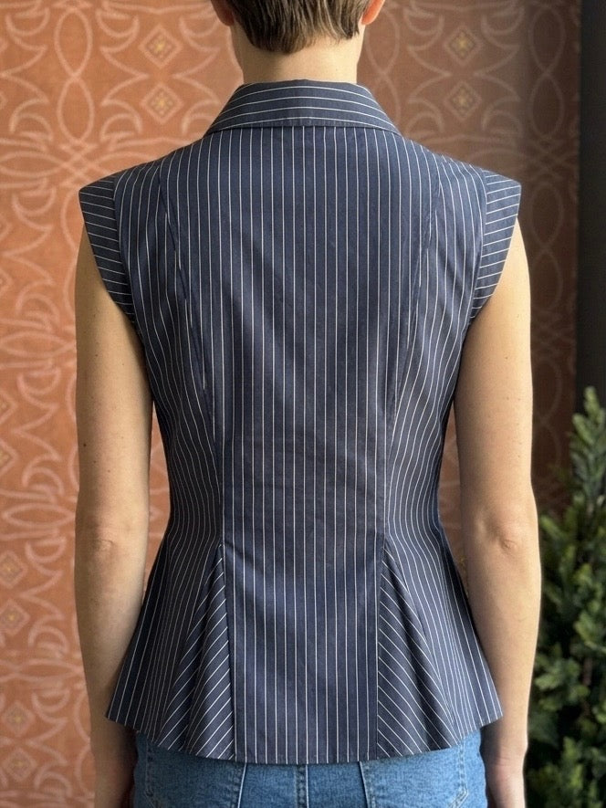 Hidden Button Front Peplum Sleeveless Top