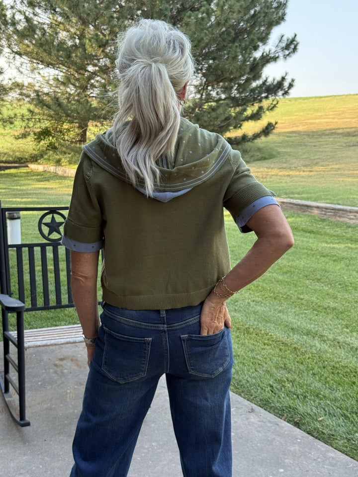 Sweater Knit with Faux Hood Layer Top - High Call Outfitters