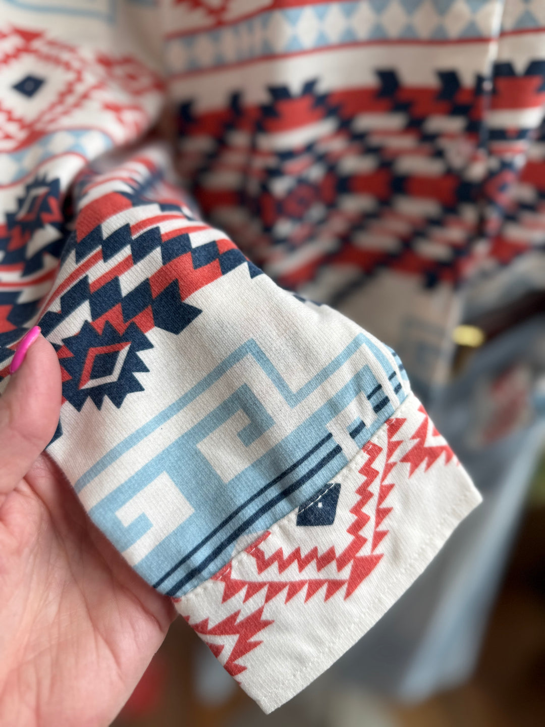 Knit Aztec Button Front Top
