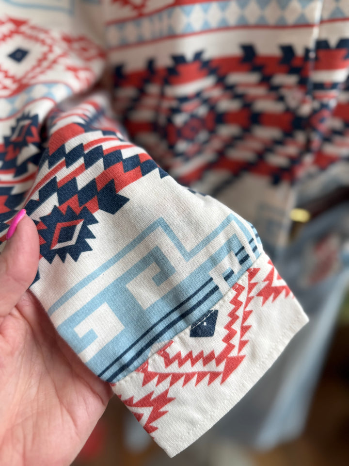 Knit Aztec Button Front Top