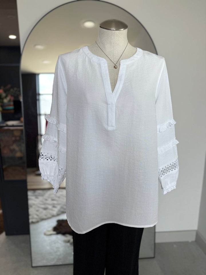 3/4 Sleeve Lace Inset Top from Multiples - High Call Outfitters