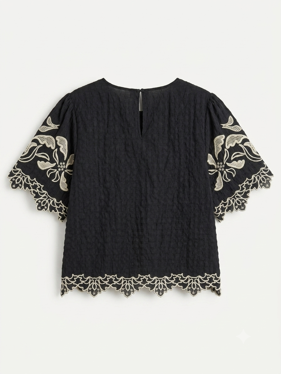 Embroidered Crochet Top from THML