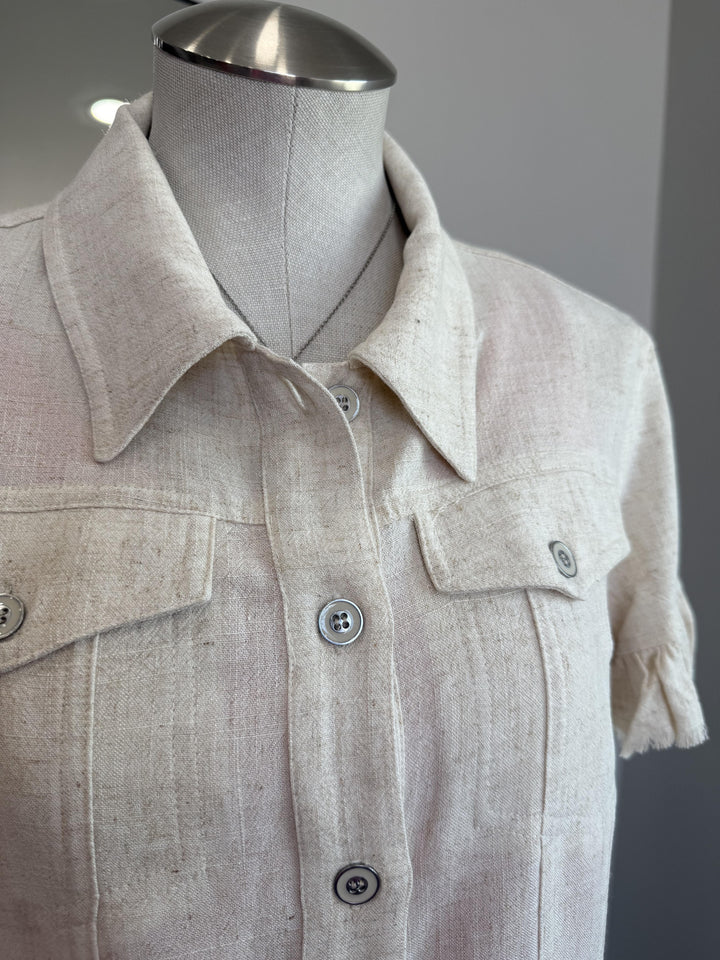 Ruffle Trim Linen Blend Jacket from Multiples