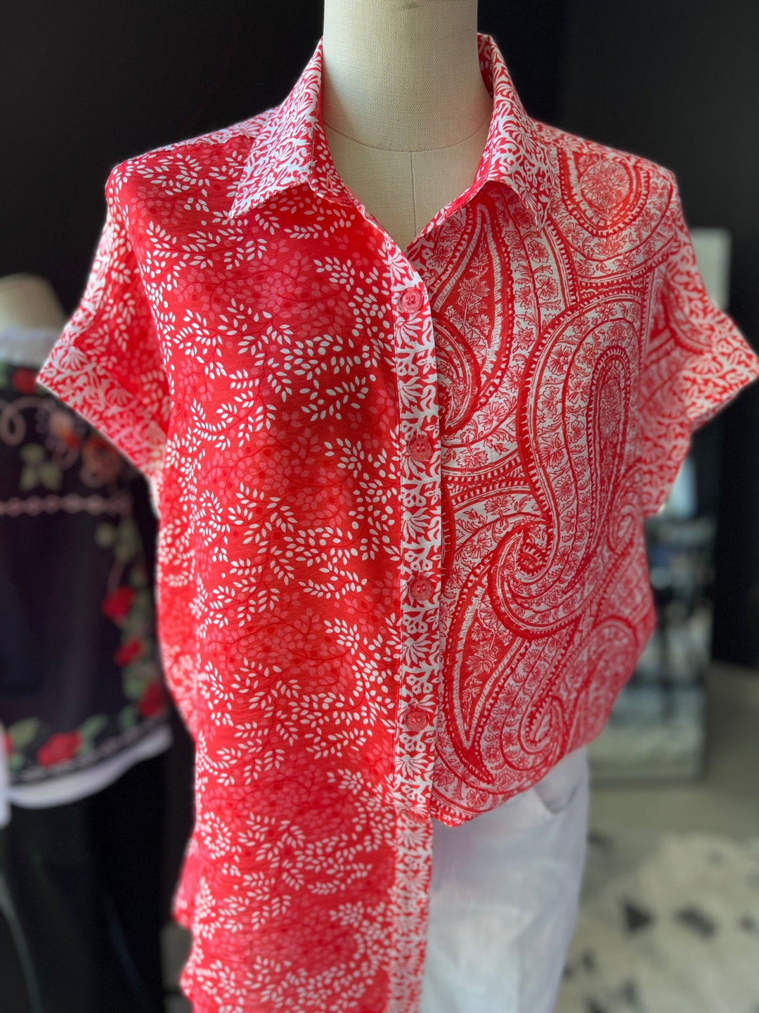All Over Print Button Front Top from Multiples - High Call Outfitters
