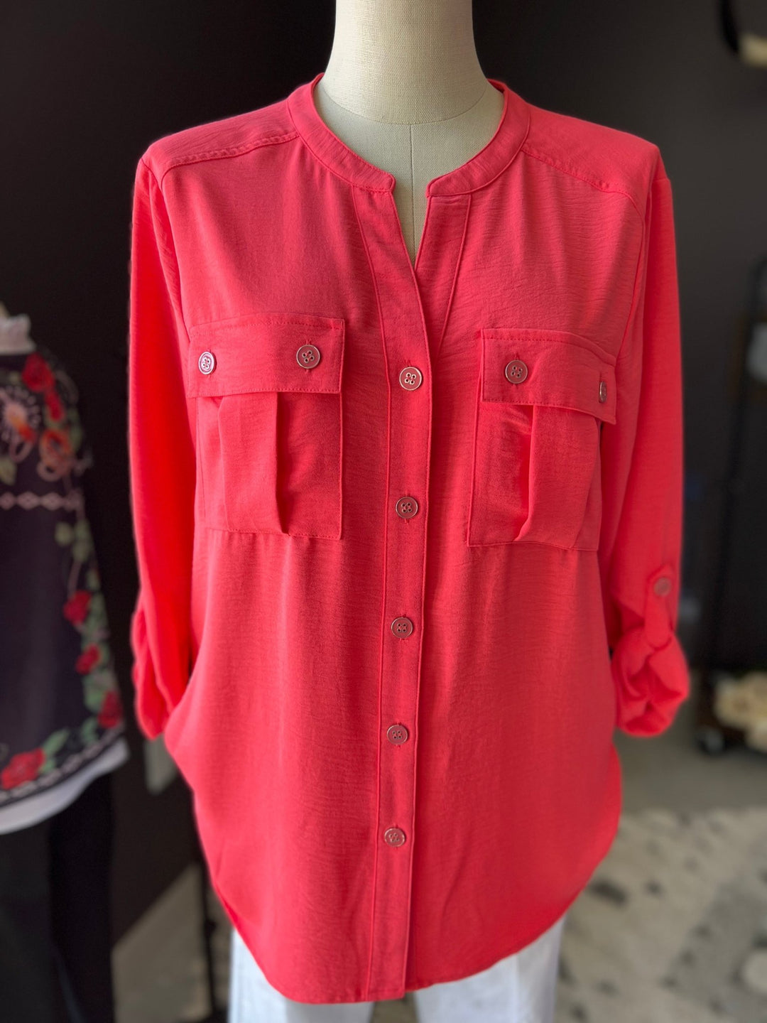 Banded Collar Shirt from Multiples - High Call Outfitters