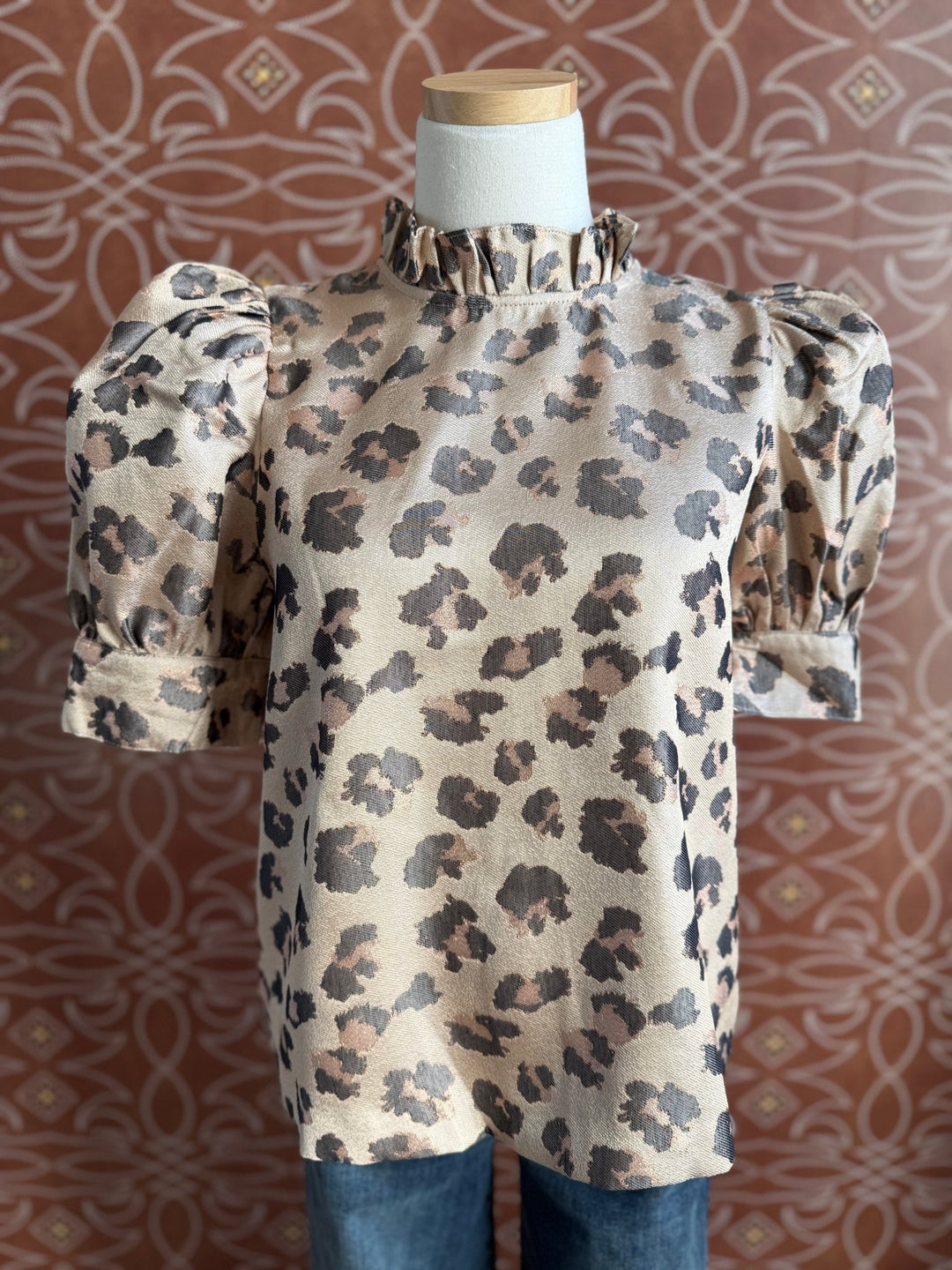 Jacquard Animal Print Top - High Call Outfitters