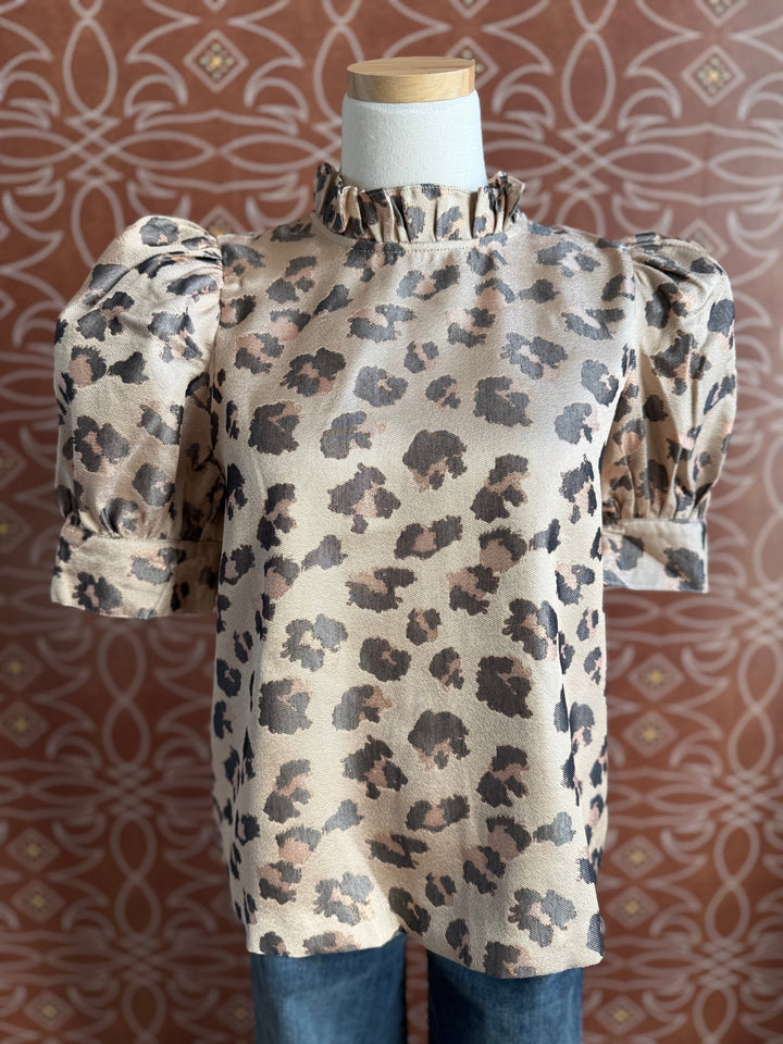 Jacquard Animal Print Top - High Call Outfitters
