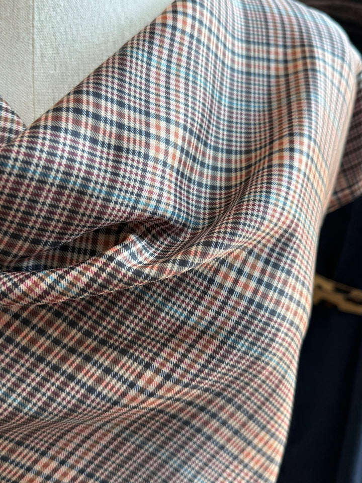 Glen Plaid Cowl Neck Top