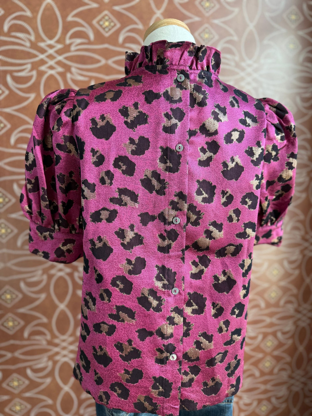 Jacquard Animal Print Top - High Call Outfitters