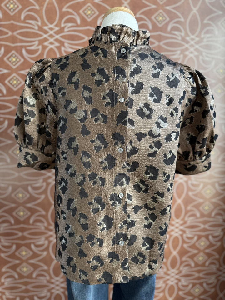 Jacquard Animal Print Top - High Call Outfitters