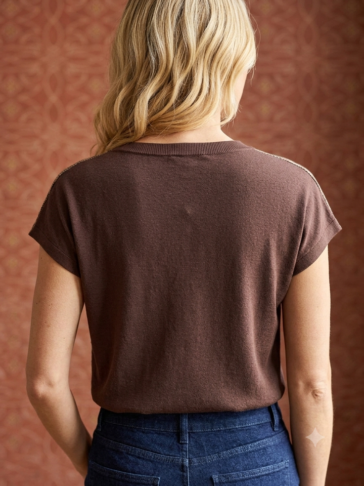 Glen Plaid Cowl Neck Top