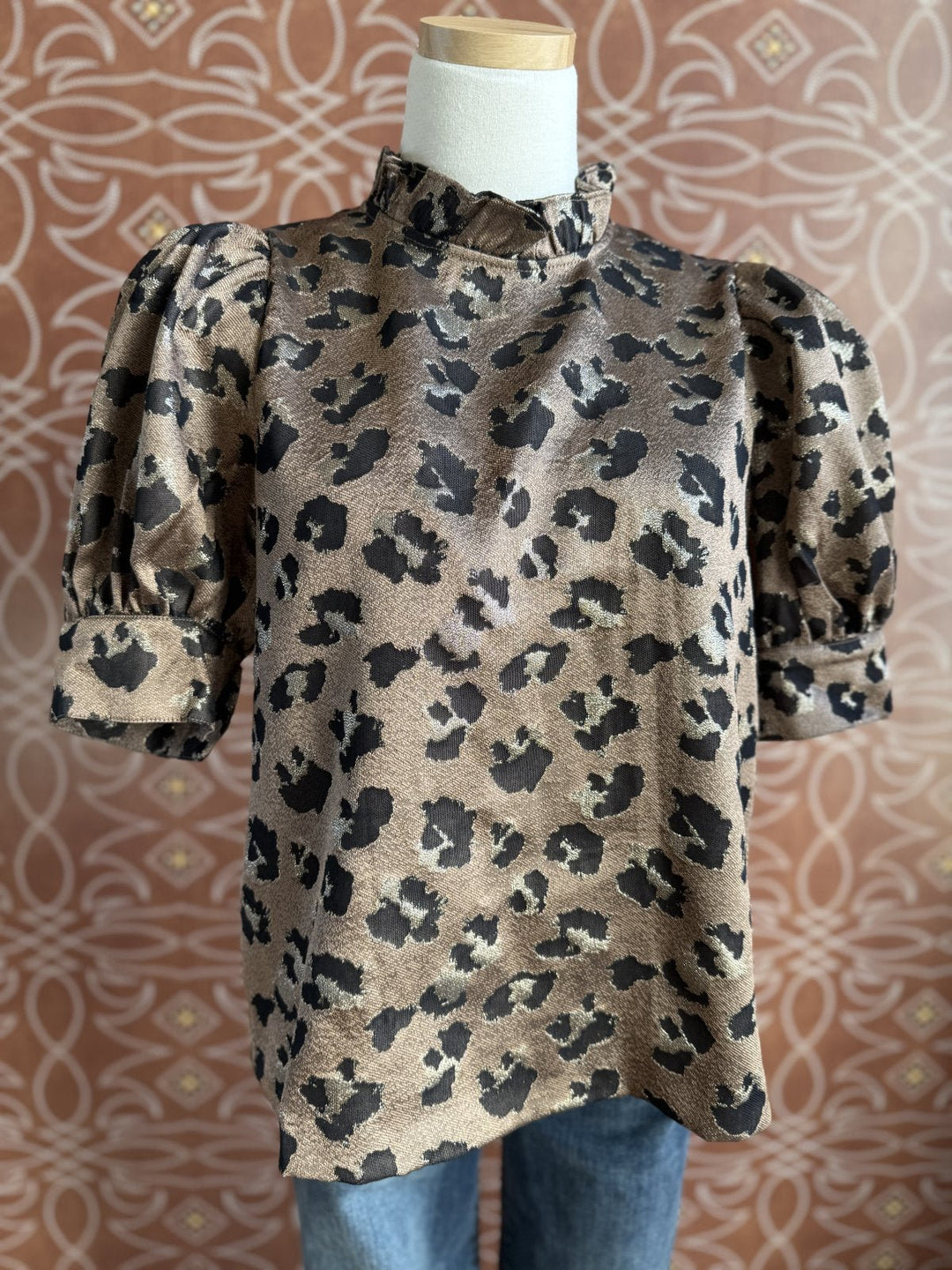 Jacquard Animal Print Top - High Call Outfitters