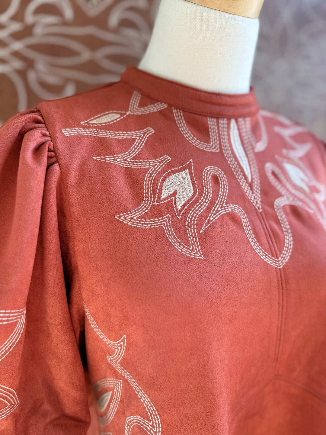 Faux Suede Puff Sleeve Dress from THML - High Call Outfitters