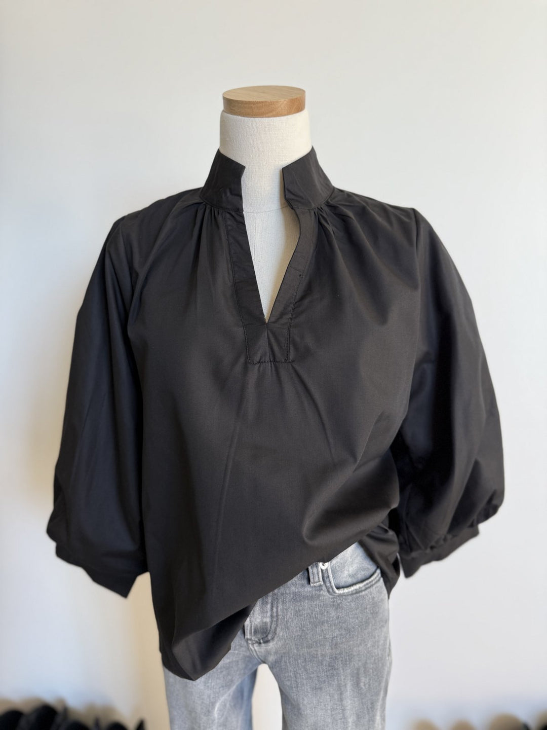 Split Neckline 3/4 Sleeve Top - High Call Outfitters