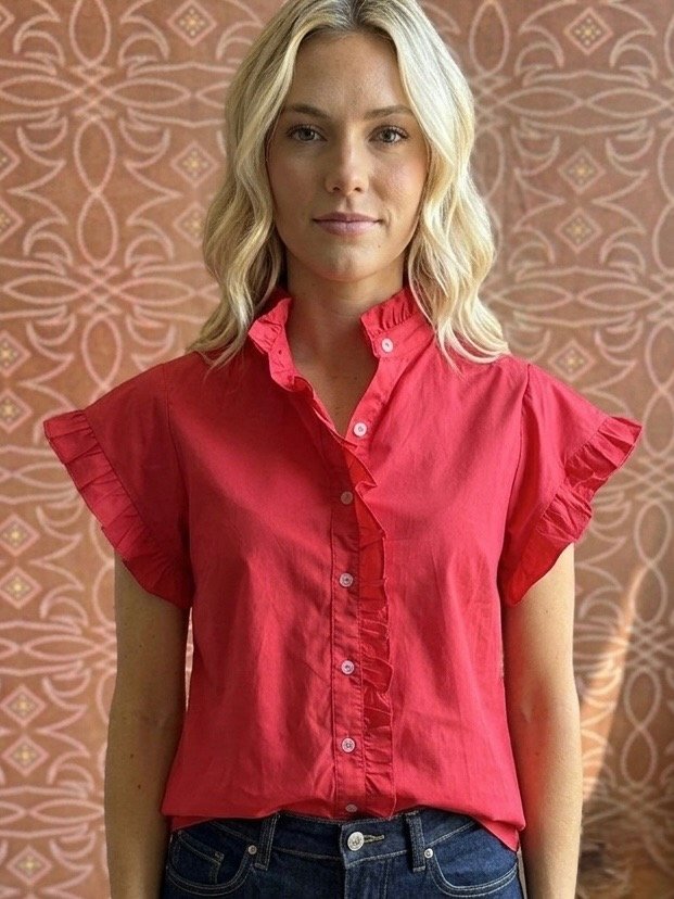 Ruffle Trimed Button front Top