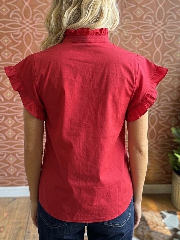 Ruffle Trimed Button front Top