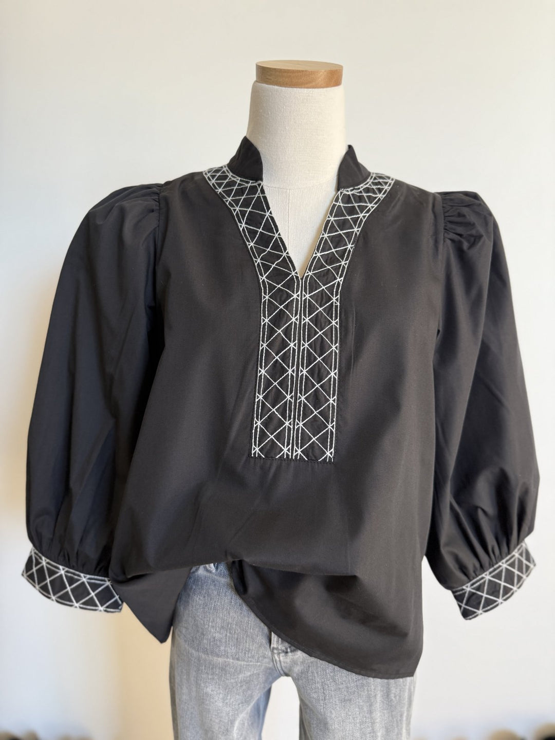 Embroidered Trim Top - High Call Outfitters