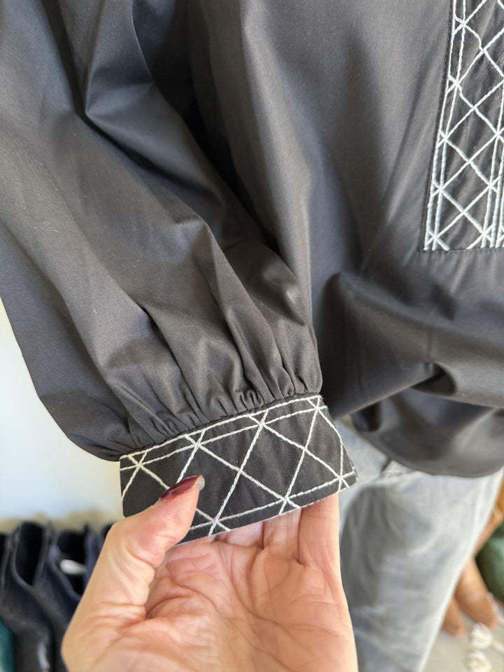 Embroidered Trim Top