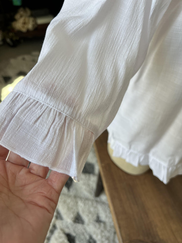 Ruffle Trim Top with Button Back from Multiples