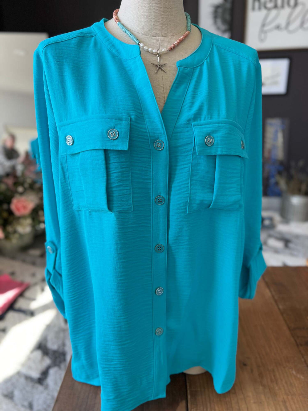 Banded Collar Shirt from Multiples - High Call Outfitters