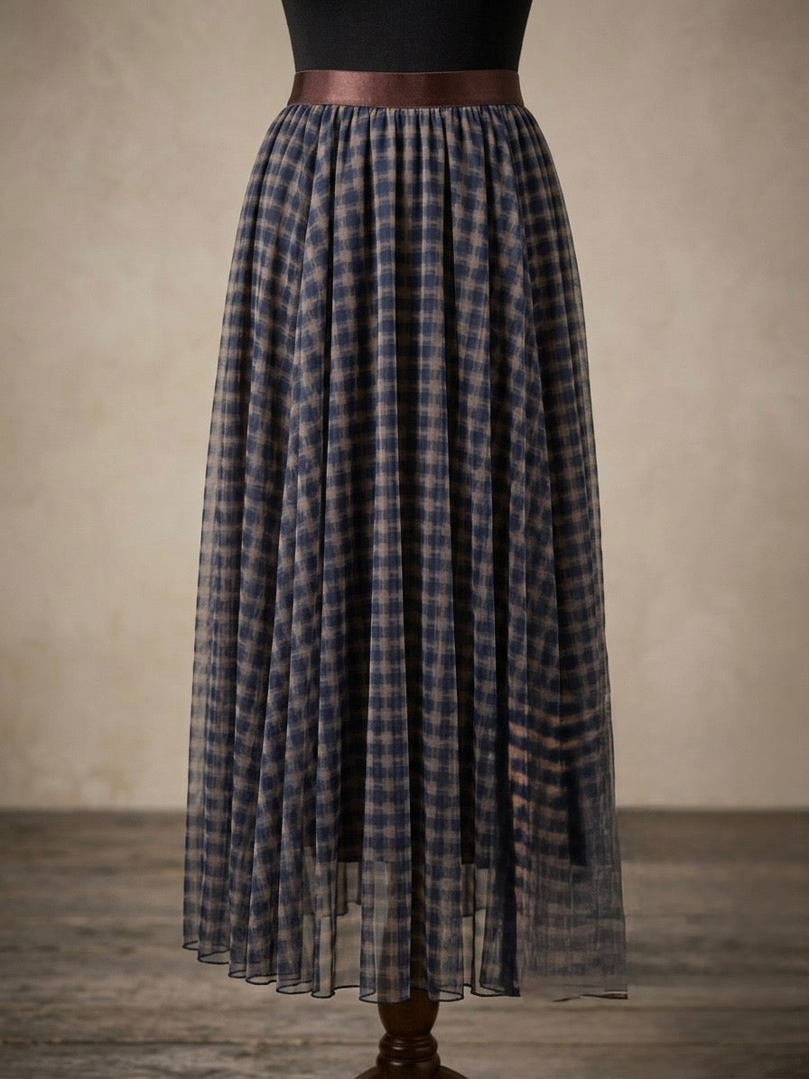 Gingham Inspired Print Skirt