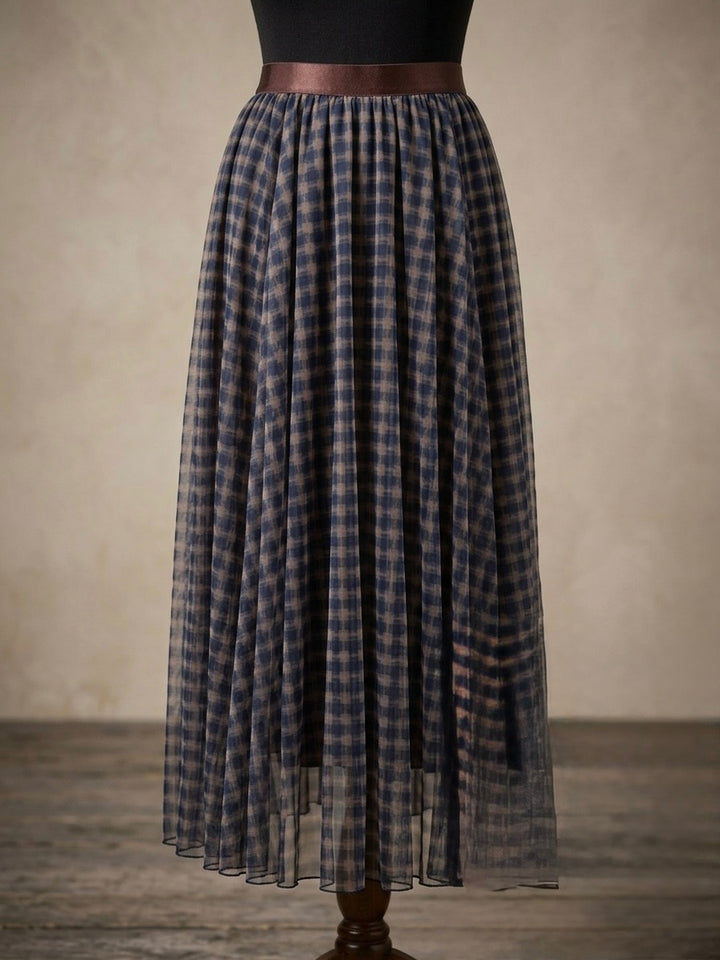 Gingham Inspired Print Skirt