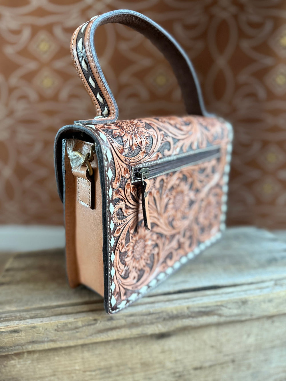 All Over Floral Tooled Crossbody from American Darling - High Call Outfitters