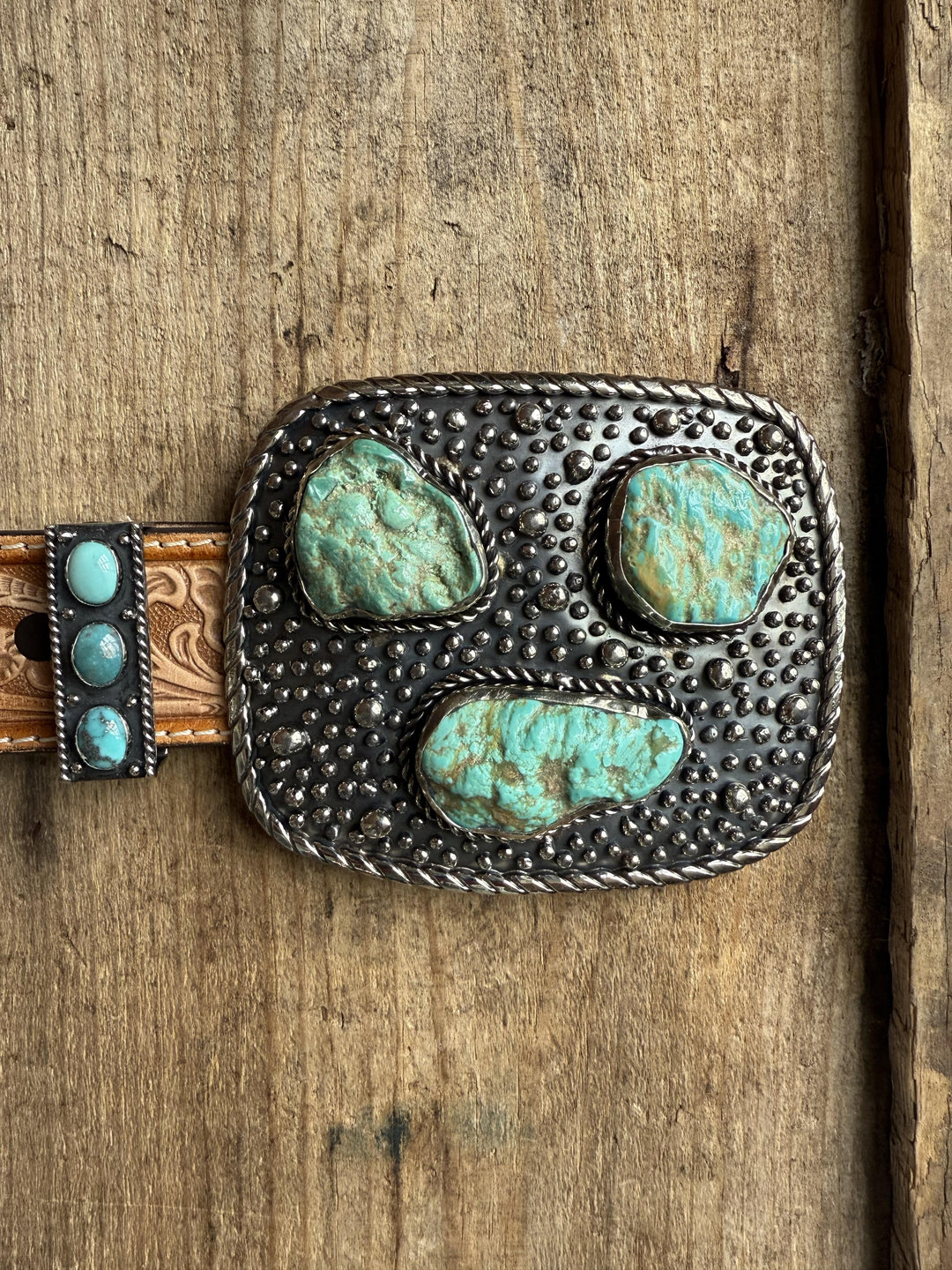 3 Stone Turquoise Belt Buckle from Paige Wallace