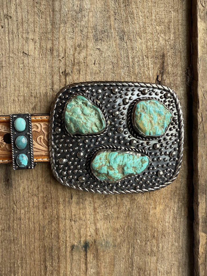 3 Stone Turquoise Belt Buckle from Paige Wallace