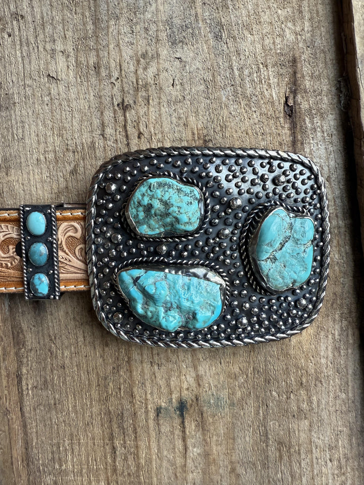 3 Stone Turquoise Belt Buckle from Paige Wallace