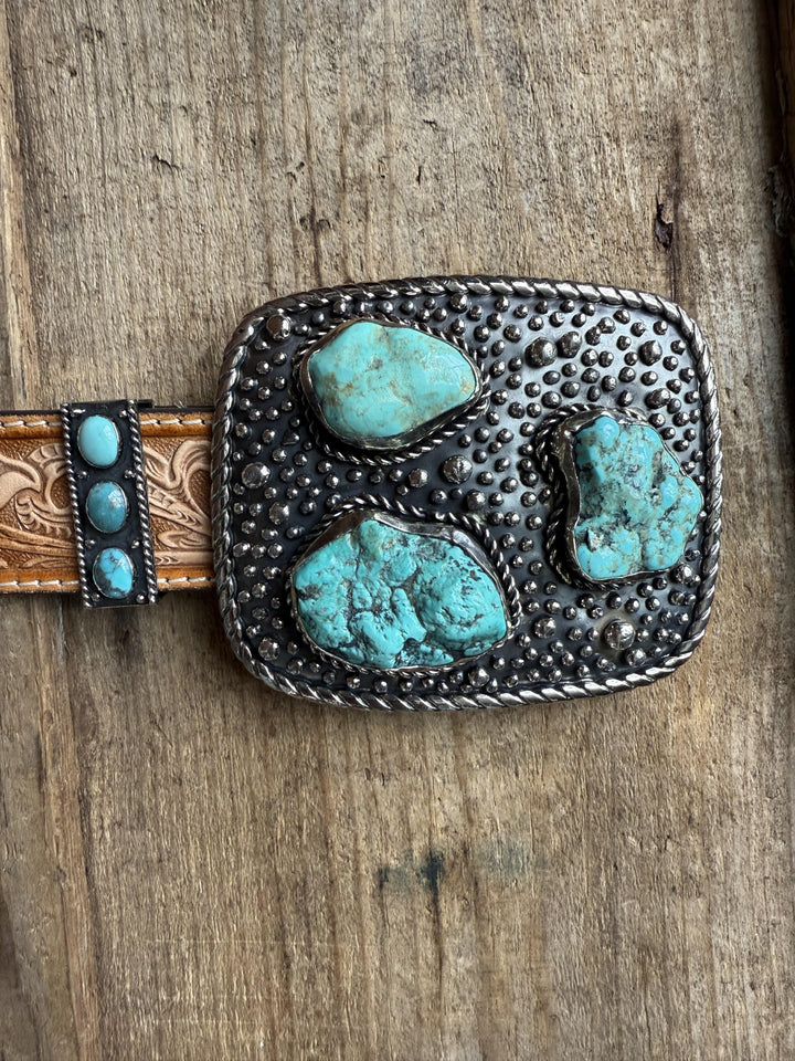 3 Stone Turquoise Belt Buckle from Paige Wallace