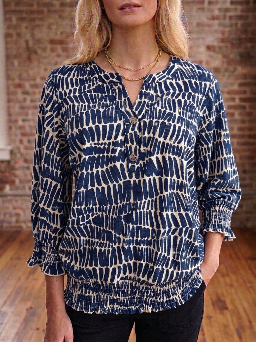 2 Button Smocked Waist Top from Multiples - High Call Outfitters