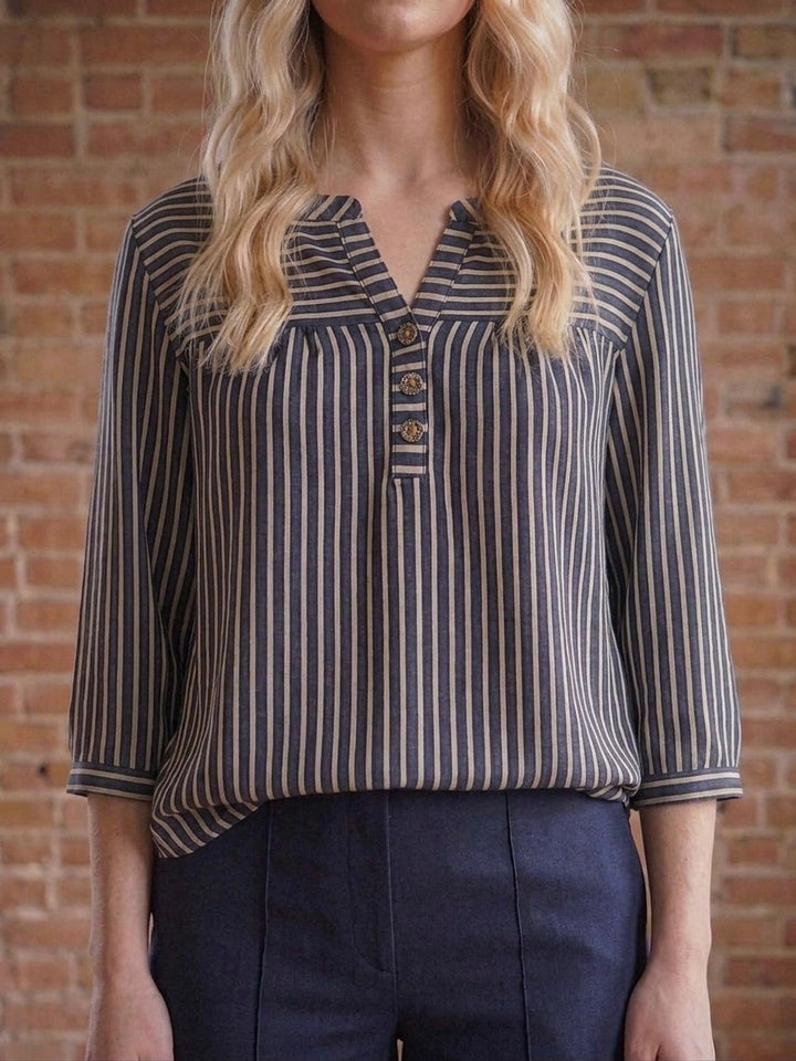3/4 Sleeve Stripe Soft Knit Top from Multiples