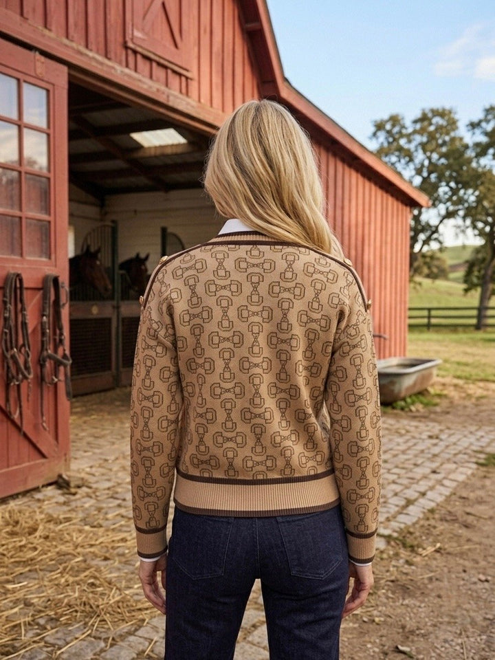 Print Sweater with Button Shoulder Detailing from THML