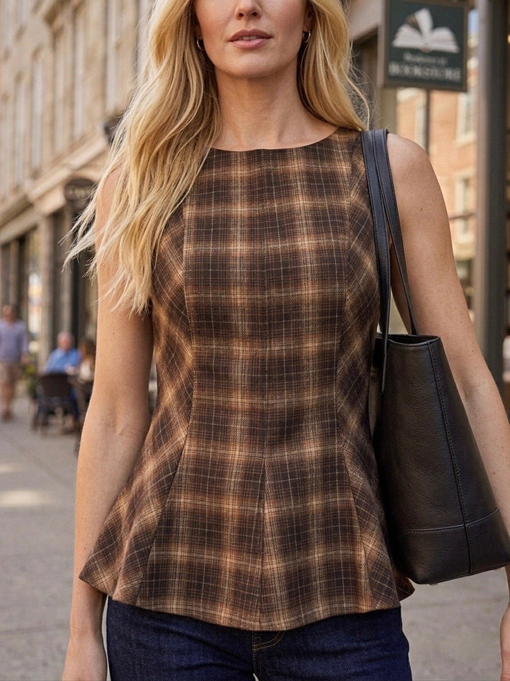 Plaid Peplum Top from THML