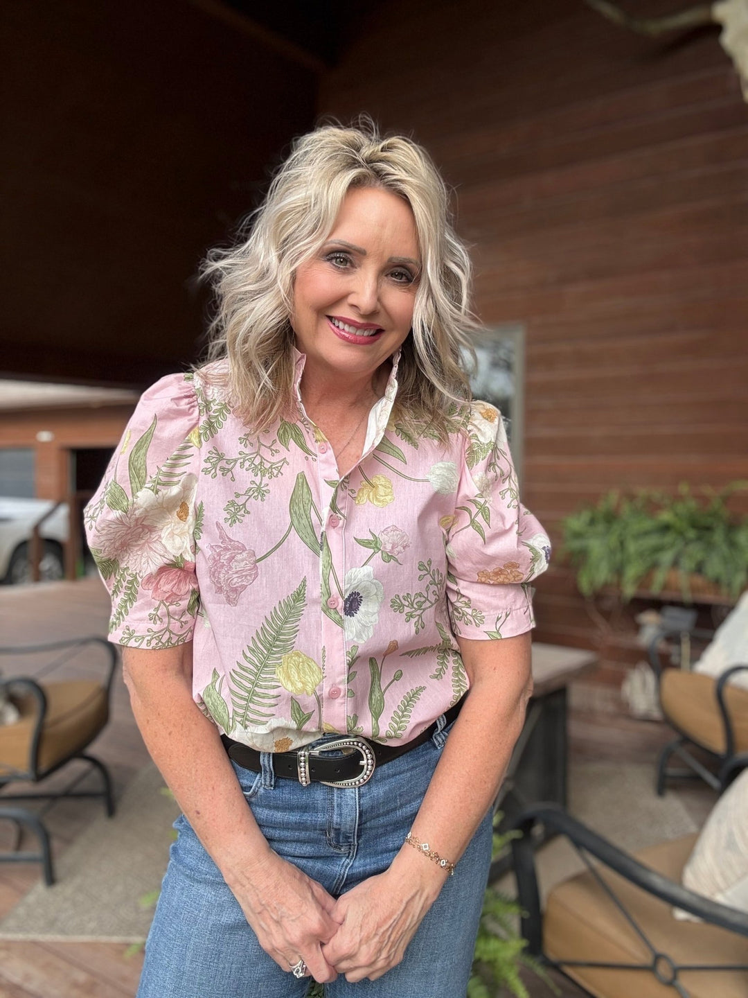 Botanical Floral Print Top - High Call Outfitters